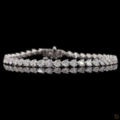 7.20 Carat Heart Shape Diamond East West Tennis Bracelets in 14K Gold