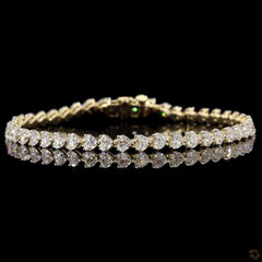 7.20 Carat Heart Shape Diamond East West Tennis Bracelets in 14K Gold