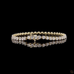 7.20 Carat Heart Shape Diamond East West Tennis Bracelets in 14K Gold