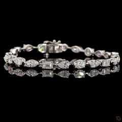 8.18 Carat Multi Shape Diamond Tennis Bracelets in 14K Gold