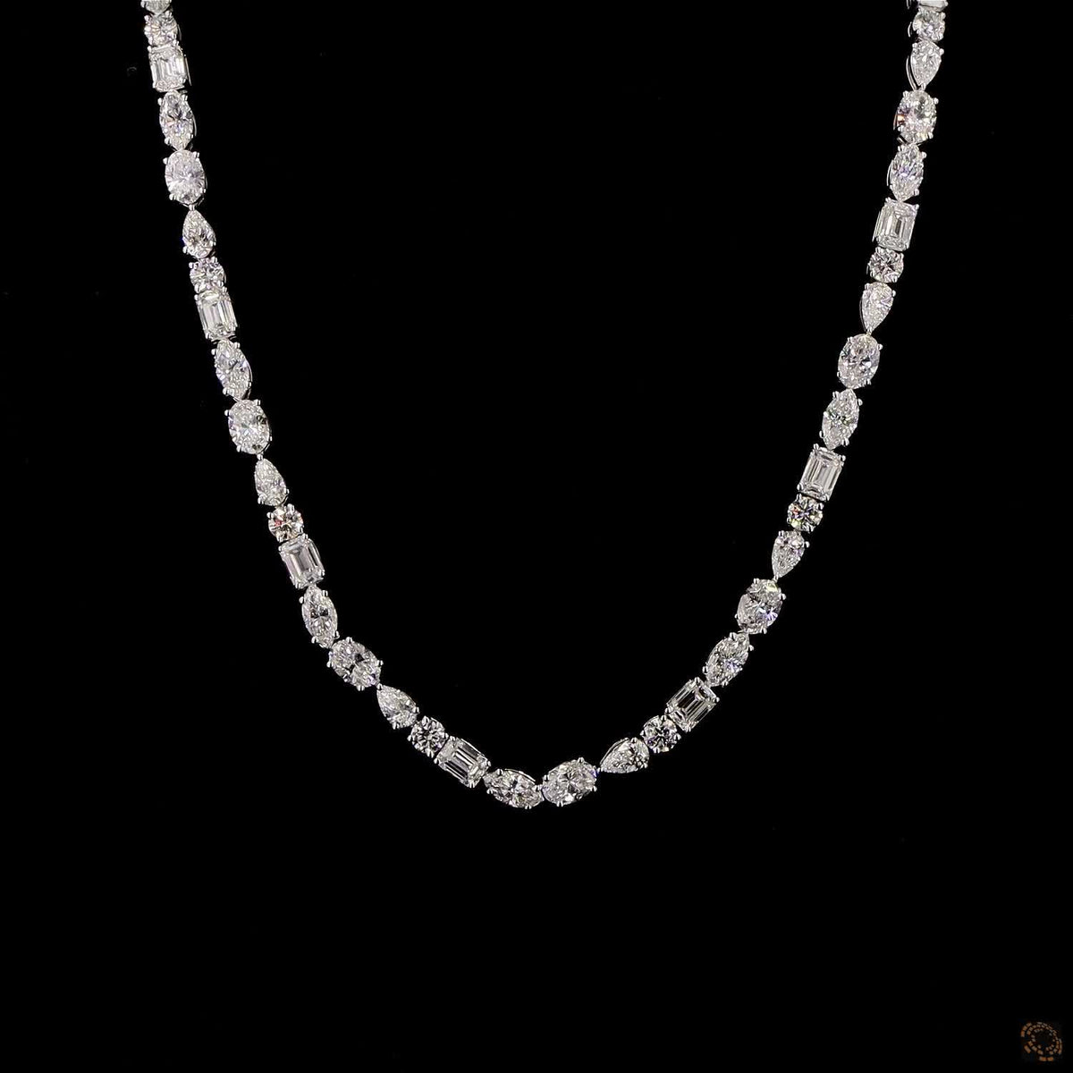 8.75Ct Multi Shape Diamond Half Tennis Necklace in 14K Gold