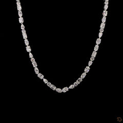 8.75Ct Multi Shape Diamond Half Tennis Necklace in 14K Gold