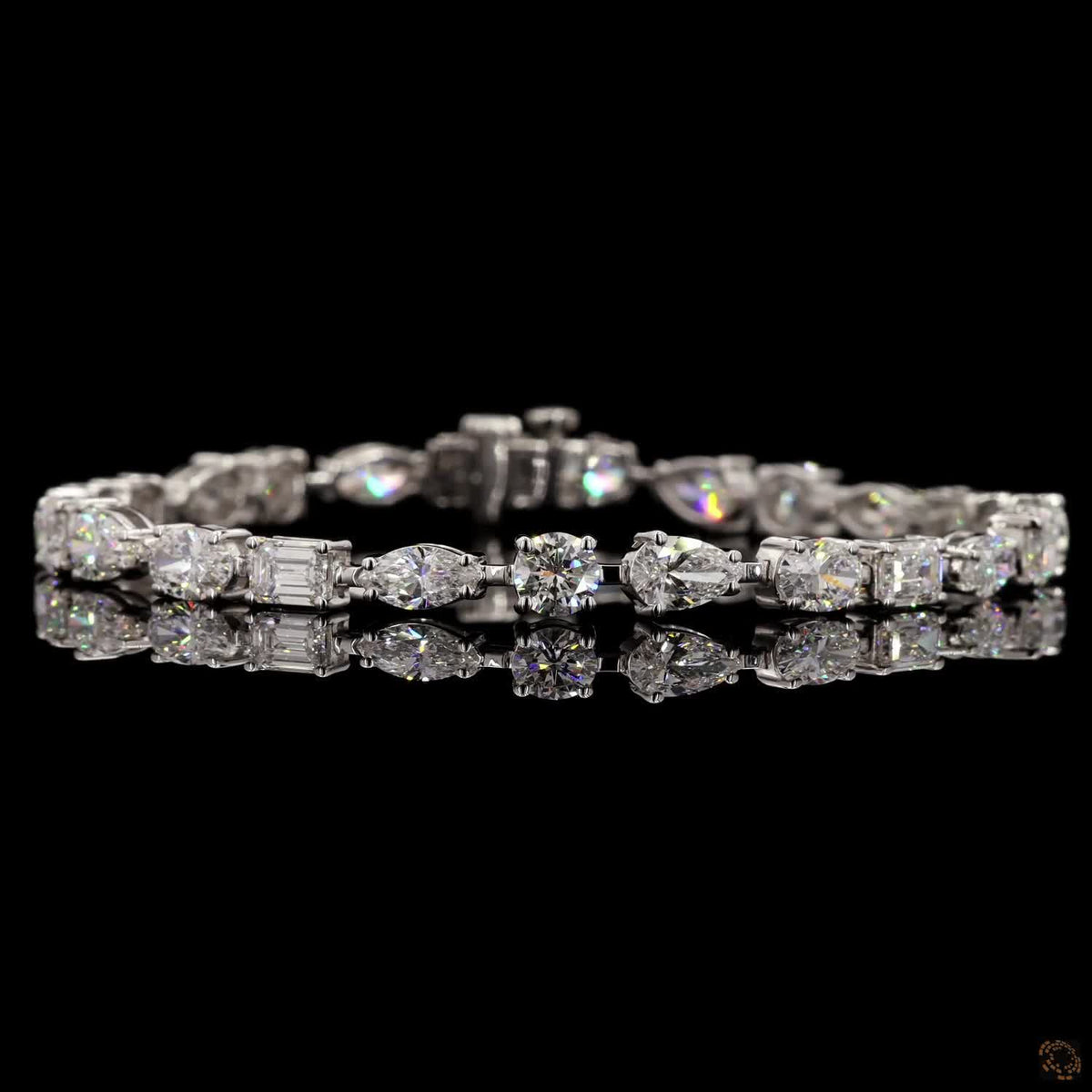 9.50 Carat Multi Shape Diamond Tennis Bracelets in 14K Gold