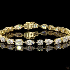 9.50 Carat Multi Shape Diamond Tennis Bracelets in 14K Gold