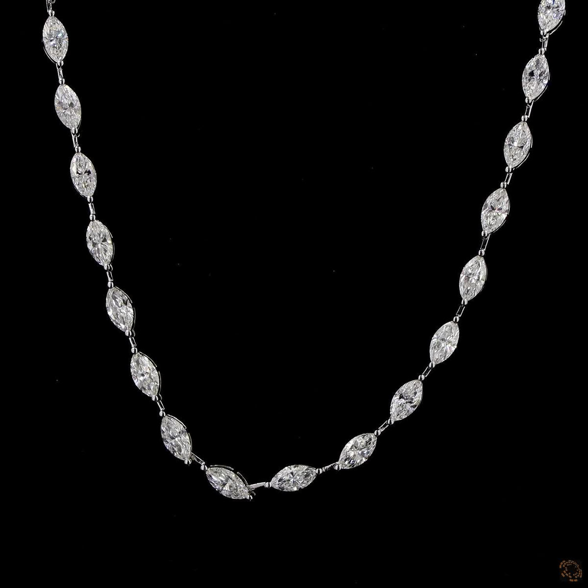 9 Carat Marquise Lab Diamond East West Half Tennis Necklace in 14K Gold