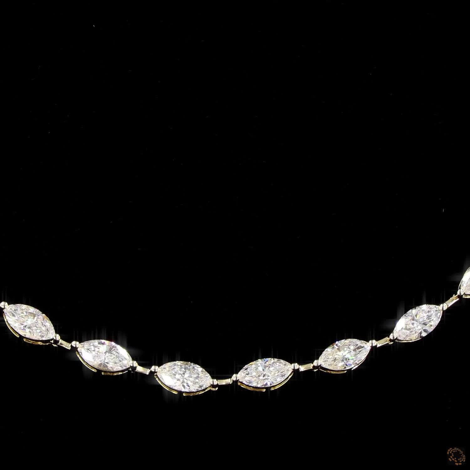 9 Carat Marquise Lab Diamond East West Half Tennis Necklace in 14K Gold