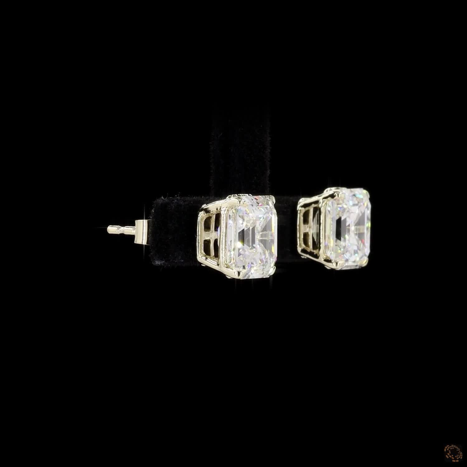 Asscher Cut Push Back Stud Earring Crafted in 14K Gold