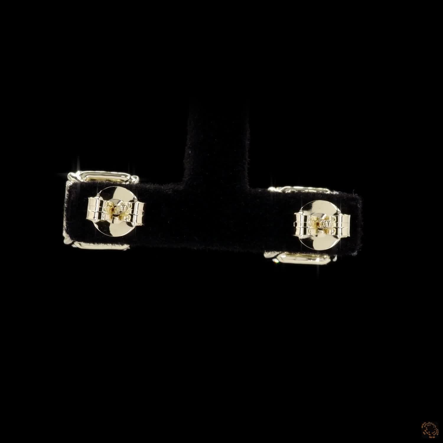 Asscher Cut Push Back Stud Earring Crafted in 14K Gold