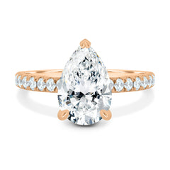 IGI Certified 3.0Ct Pear Shape Lab Diamond Hidden Halo Engagement ring with Pavé Setting