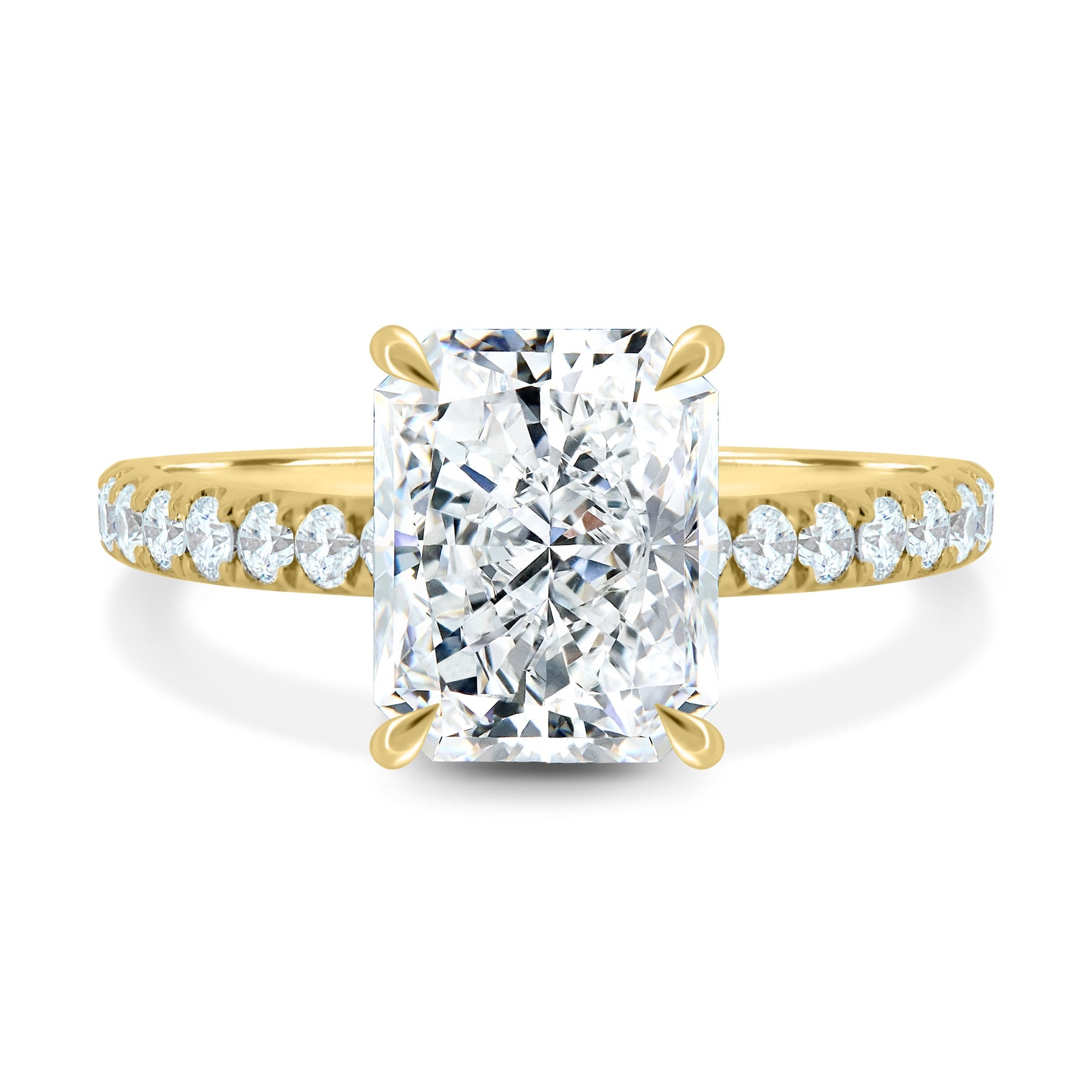 2.50 Ct Radiant Diamond Hidden Halo Engagement ring with Pavé Setting