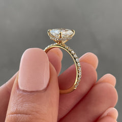 2.50 Ct Radiant Diamond Hidden Halo Engagement ring with Pavé Setting