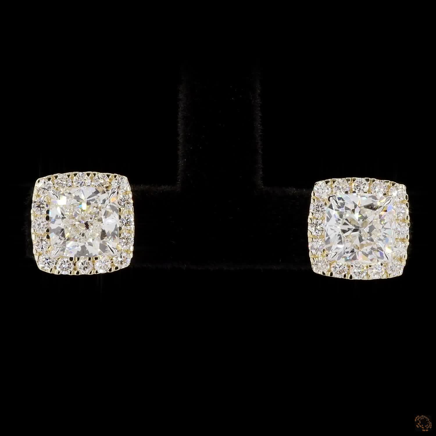 2.0Ct Halo Push Back Stud Earring Crafted in 14K Gold