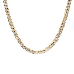 Round Diamond Tennis Necklace For Women Crafted in 14K Gold - Necklace Length- 17 Inches long