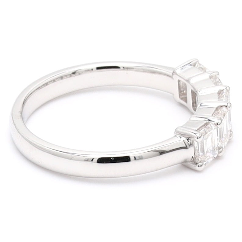 Emerald Cut Five Stone Engagement Ring, Crafted in 14K Gold.