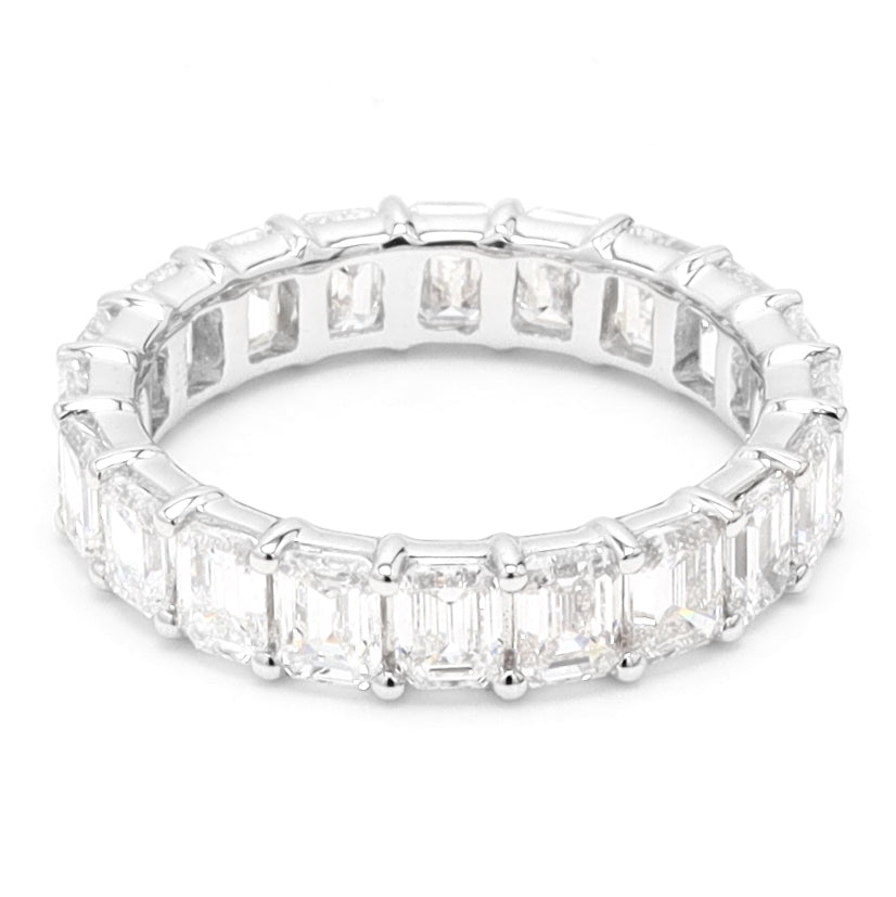 Emerald Cut Lab Diamonds Full Eternity Ring For Women Crafted in 14K Gold