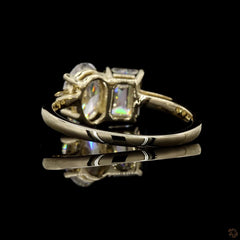 Emerald and Oval Toi Et Moi Engagement Ring in 14K Gold