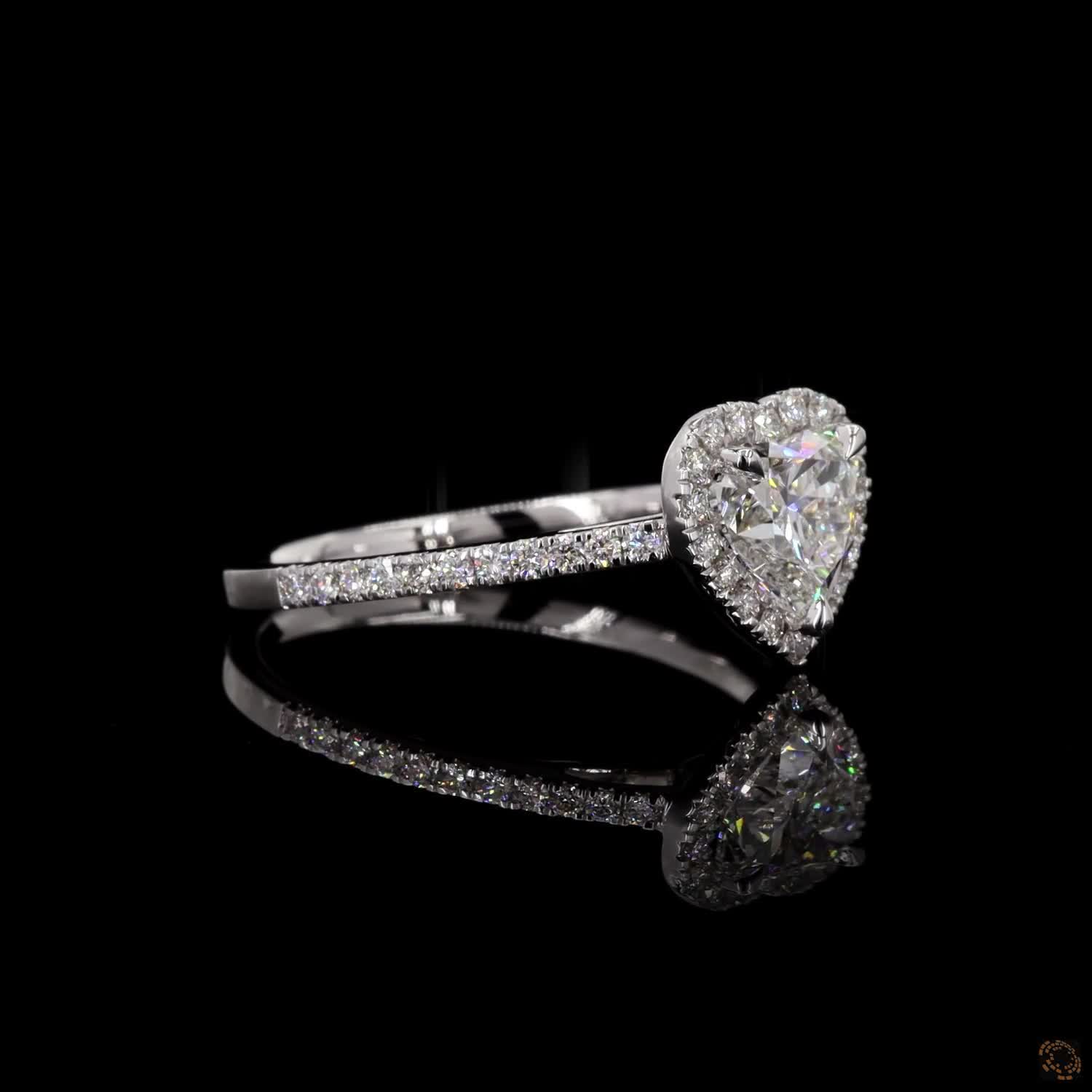 Heart Shape Halo Engagement Ring in 14K Gold with Accent Diamonds