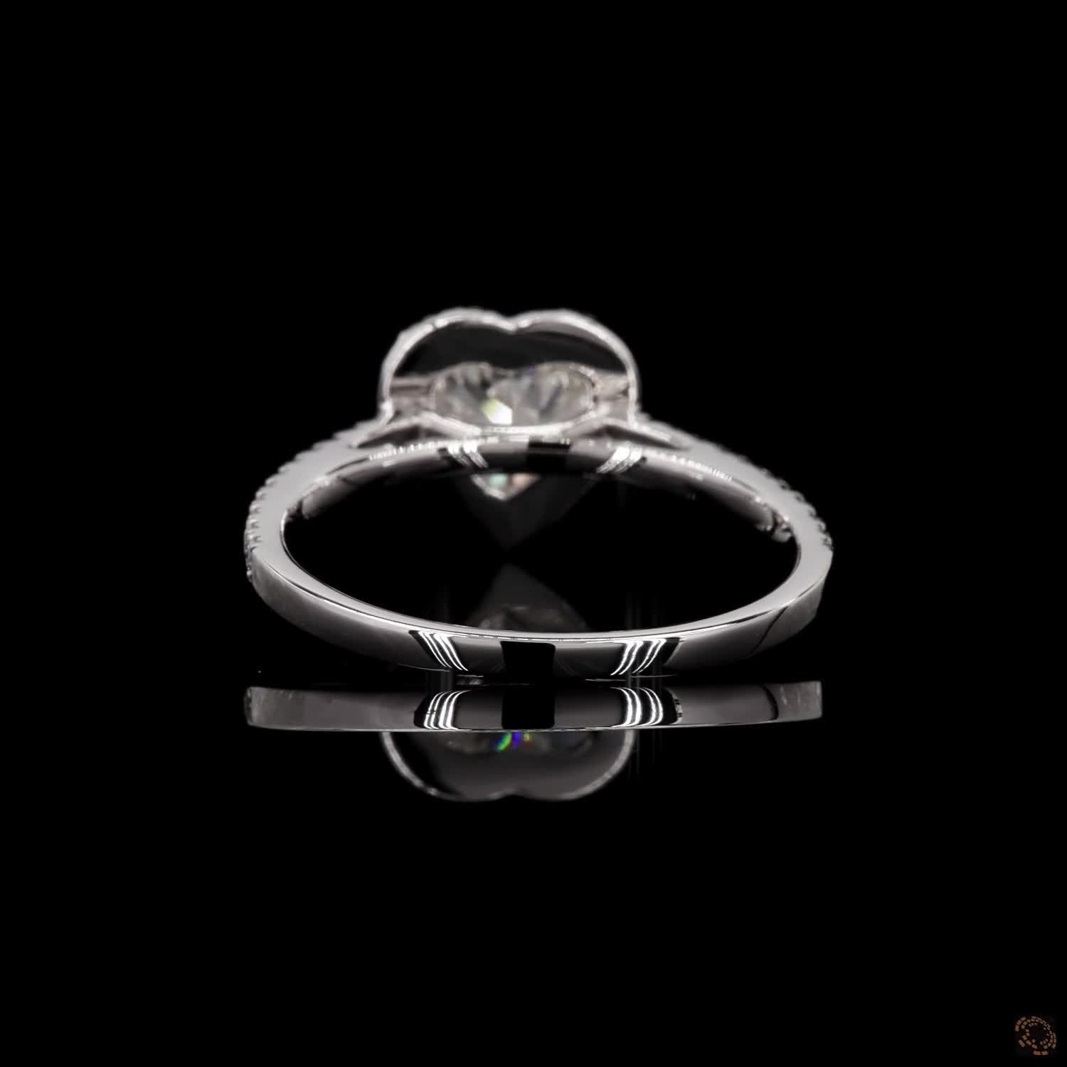 Heart Shape Halo Engagement Ring in 14K Gold with Accent Diamonds