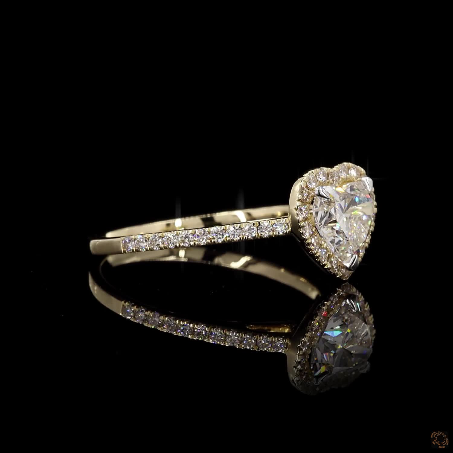 Heart Shape Halo Engagement Ring in 14K Gold with Accent Diamonds