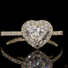 Heart Shape Halo Engagement Ring in 14K Gold with Accent Diamonds