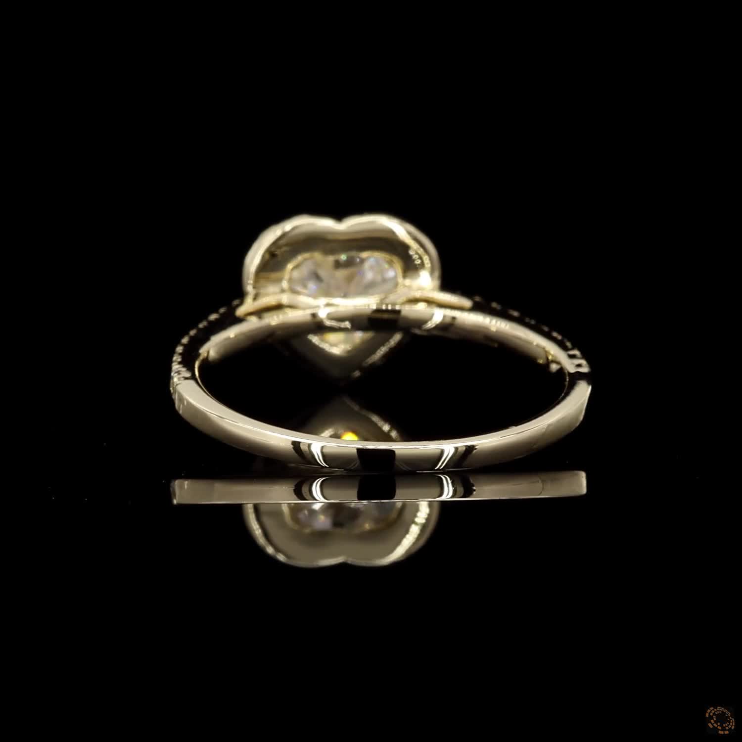 Heart Shape Halo Engagement Ring in 14K Gold with Accent Diamonds