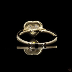 Heart Shape Halo Engagement Ring in 14K Gold with Accent Diamonds