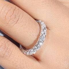 Round Lab Diamond Full Eternity French Pave Classic Ring in 4K Gold