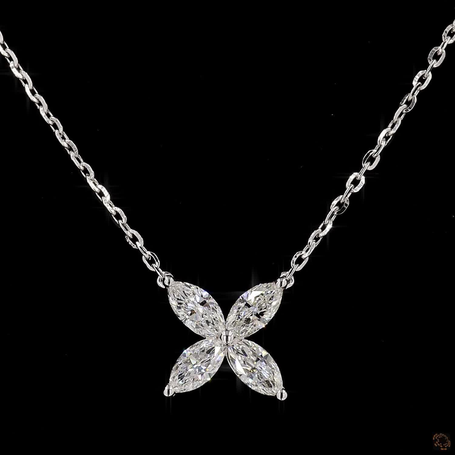 Marquise Diamond Butterfly 14K Gold Necklace