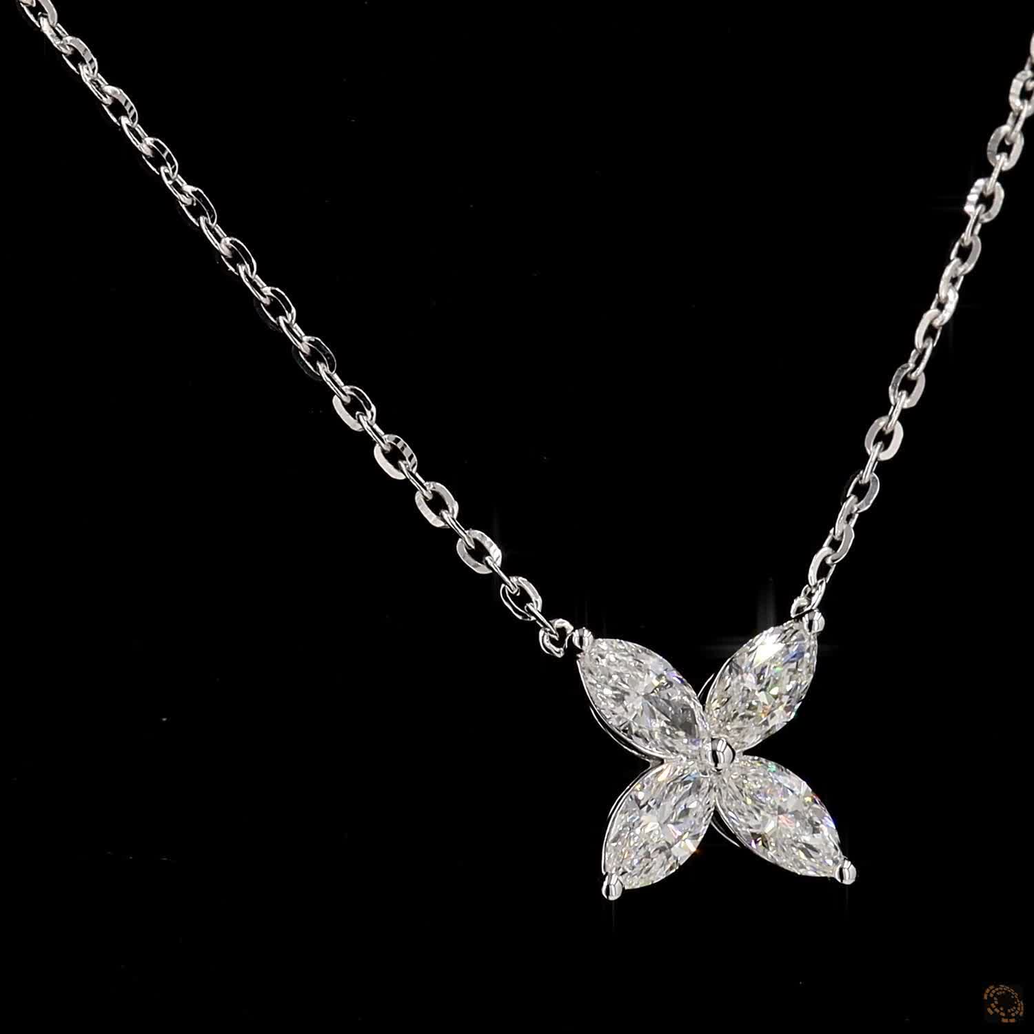 Marquise Diamond Butterfly 14K Gold Necklace