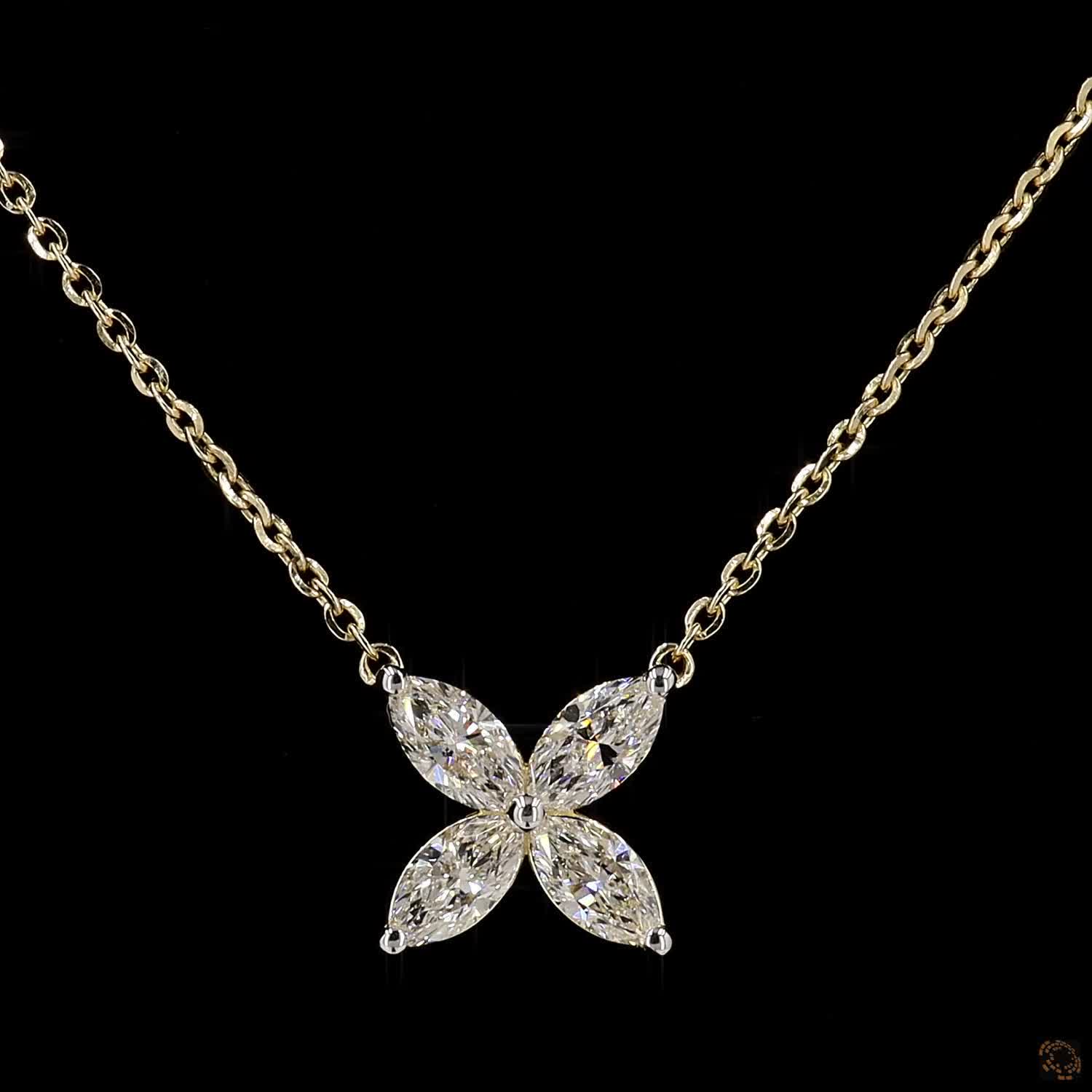 Marquise Diamond Butterfly 14K Gold Necklace