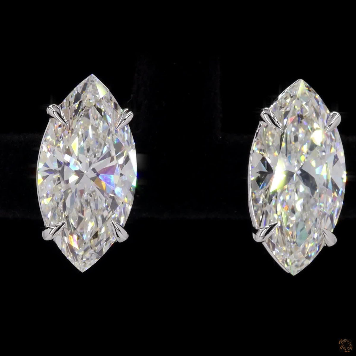 Marquise Diamond Stud Earring For Her in 14k Gold - Push Back