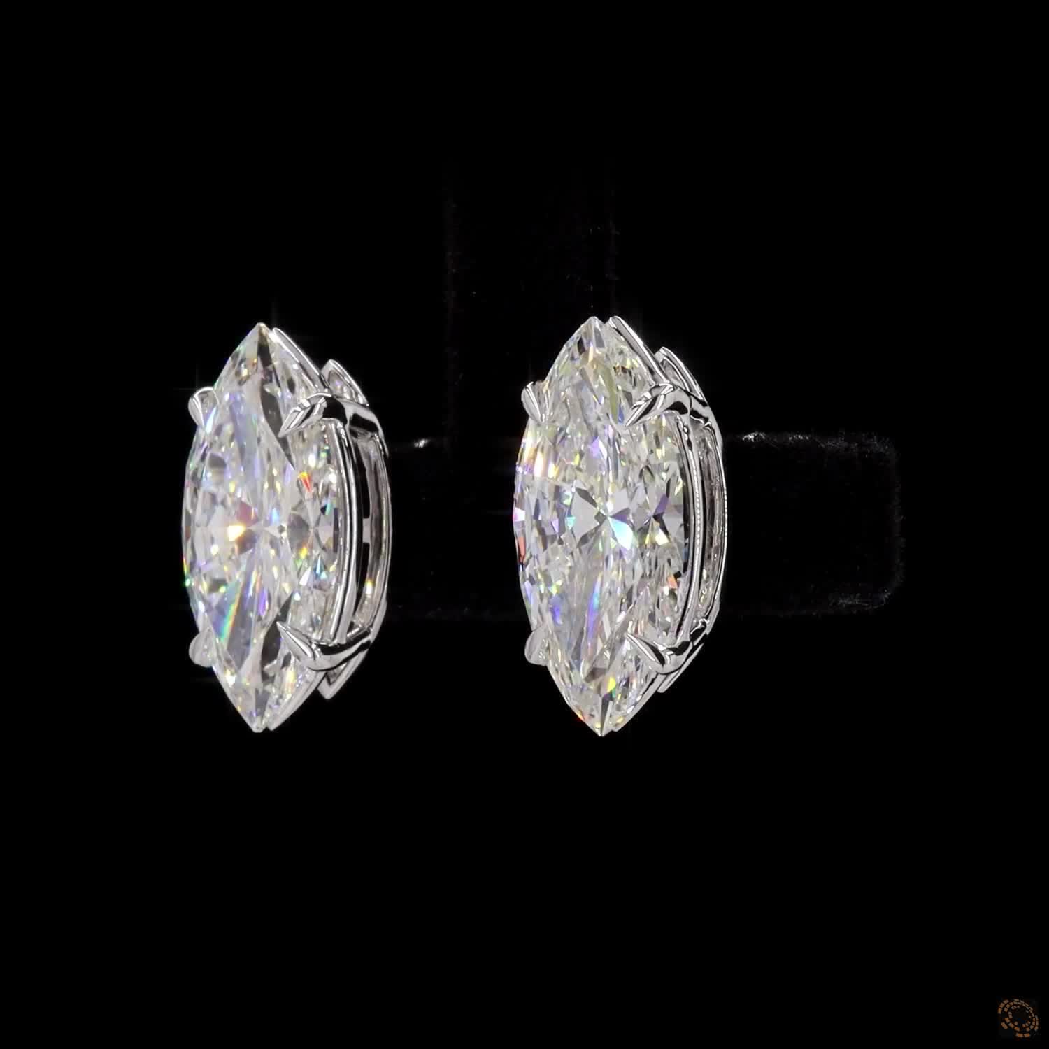 Marquise Diamond Stud Earring For Her in 14k Gold - Push Back