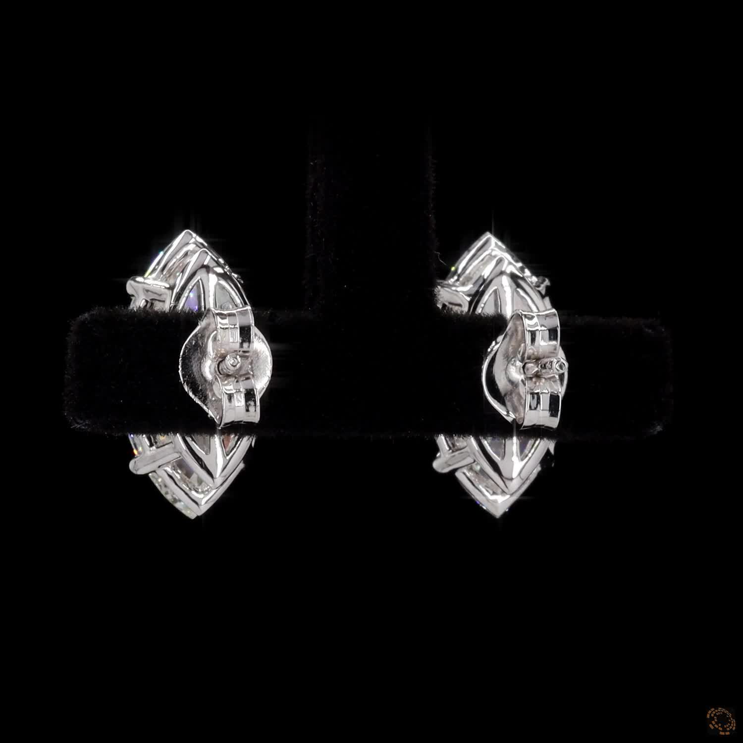 Marquise Diamond Stud Earring For Her in 14k Gold - Push Back