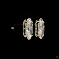 Marquise Diamond Stud Earring For Her in 14k Gold - Push Back