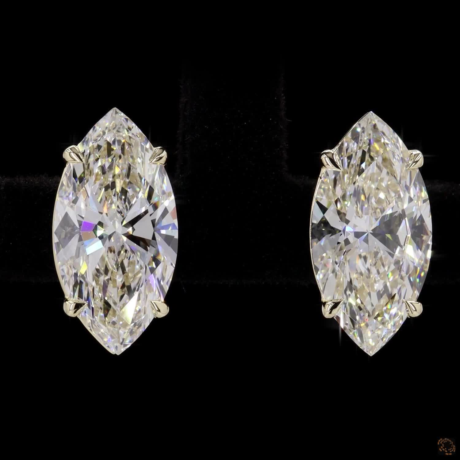 Marquise Diamond Stud Earring For Her in 14k Gold - Push Back