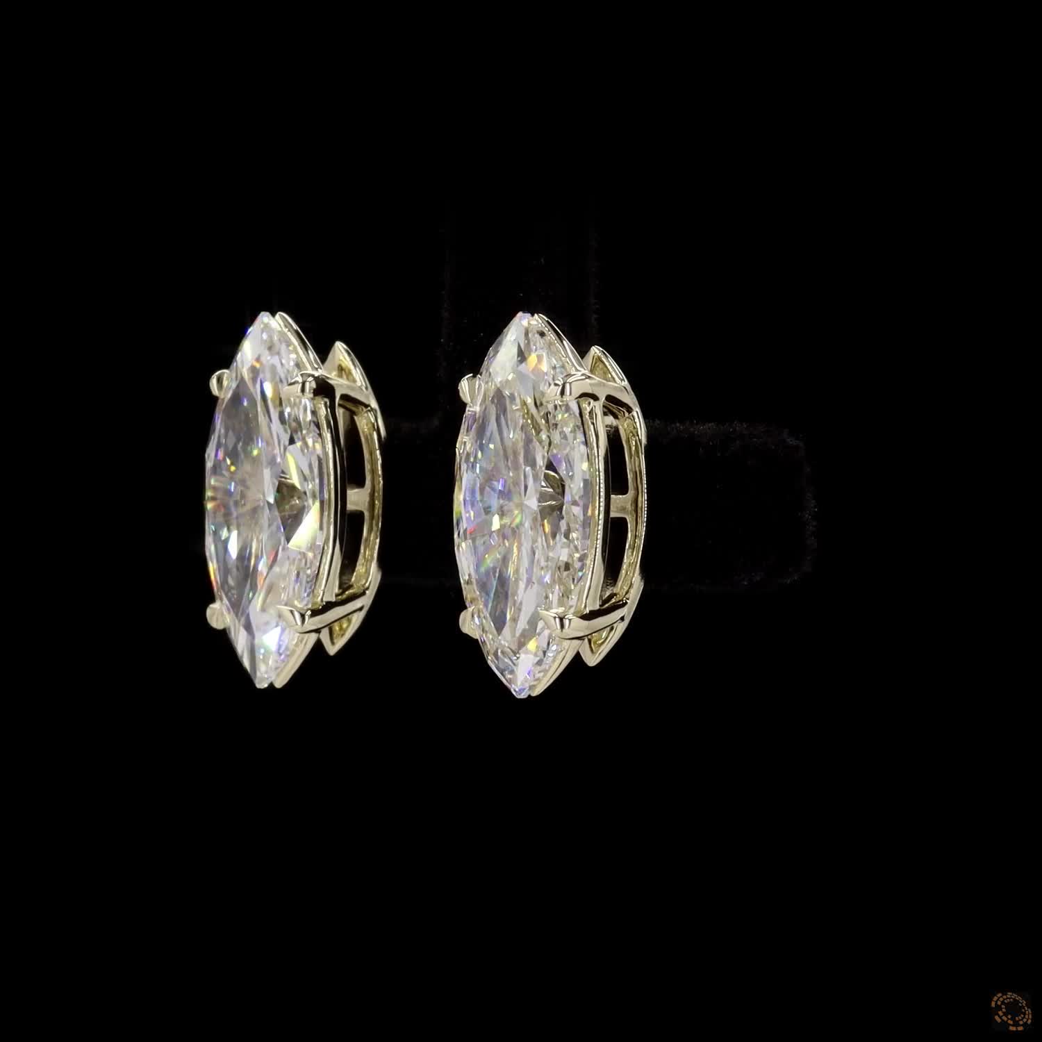 Marquise Diamond Stud Earring For Her in 14k Gold - Push Back