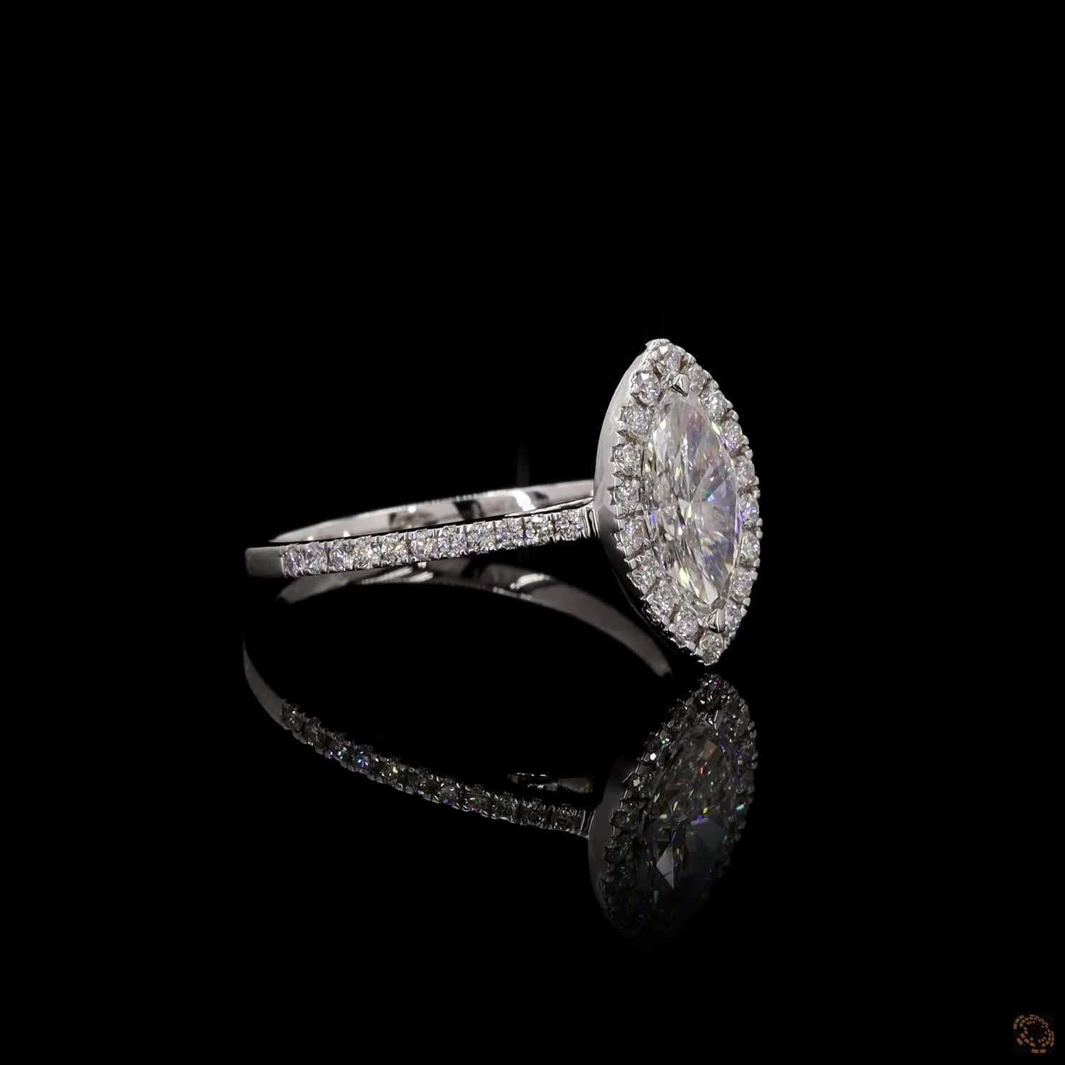 Marquise Halo Engagement Ring in 14K Gold with Accent Diamonds