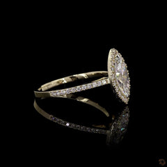 Marquise Halo Engagement Ring in 14K Gold with Accent Diamonds