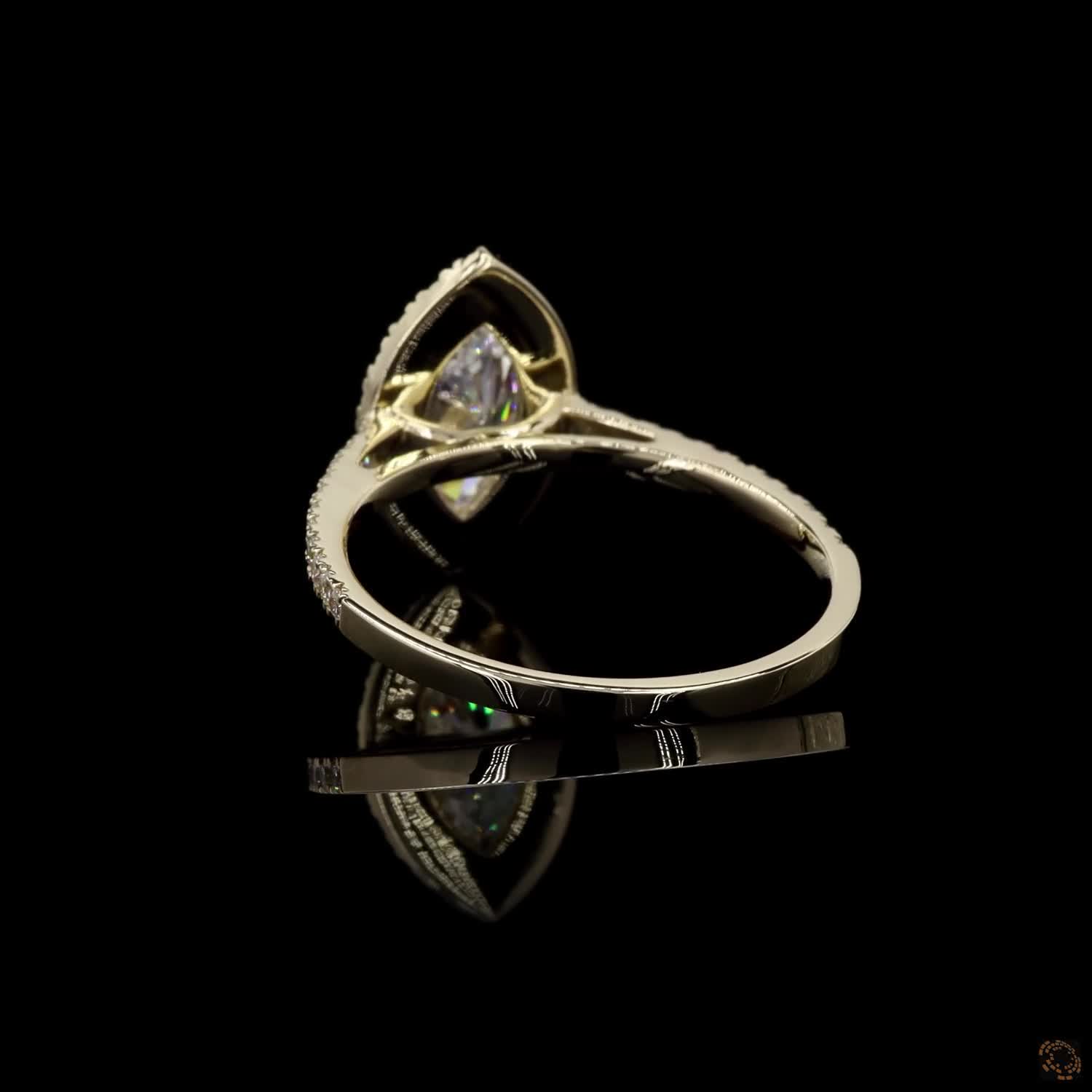 Marquise Halo Engagement Ring in 14K Gold with Accent Diamonds