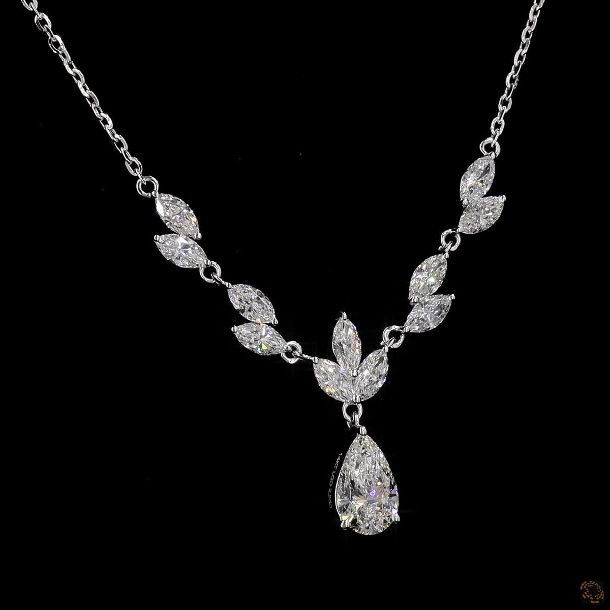 Marquise & Pear Diamond Designer Necklace For Her in 14K Gold