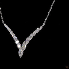 Marquise & Round Chevron Necklace Crafted in 14K Gold