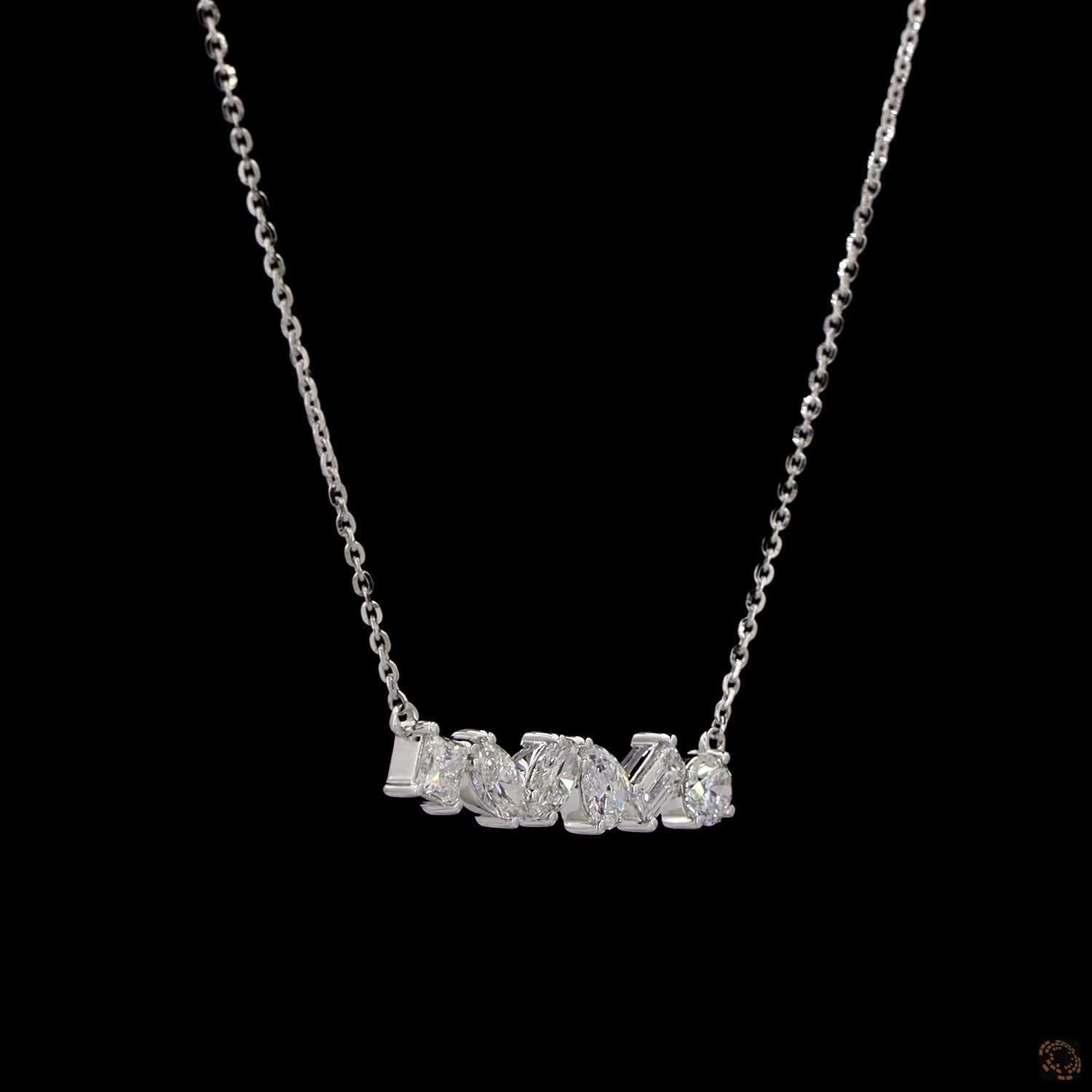 Multi Shape Diamond Contemporary Necklace  in 14K Gold