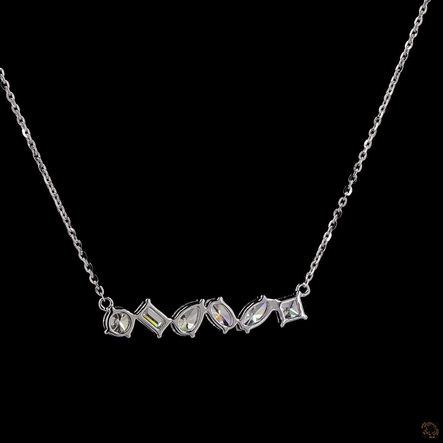 Multi Shape Diamond Contemporary Necklace  in 14K Gold