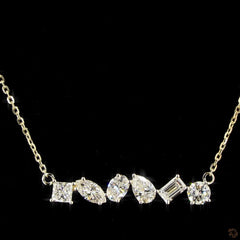 Multi Shape Diamond Contemporary Necklace  in 14K Gold