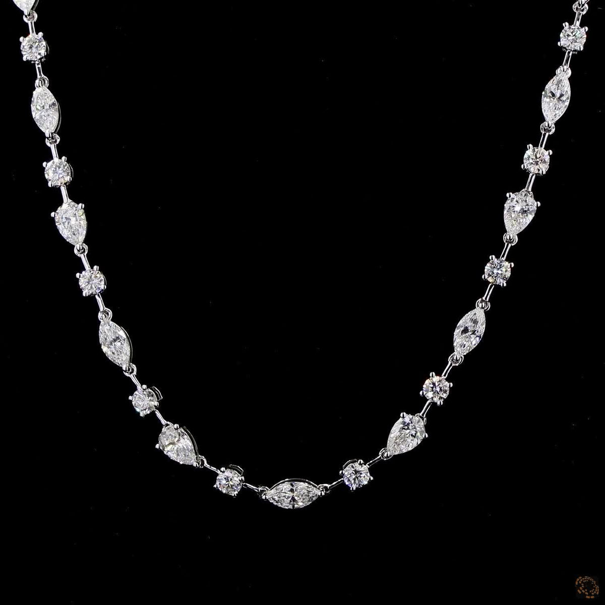 6.15 Ct Multi Shape Lab Diamond Half Tennis Necklace in 14K Gold