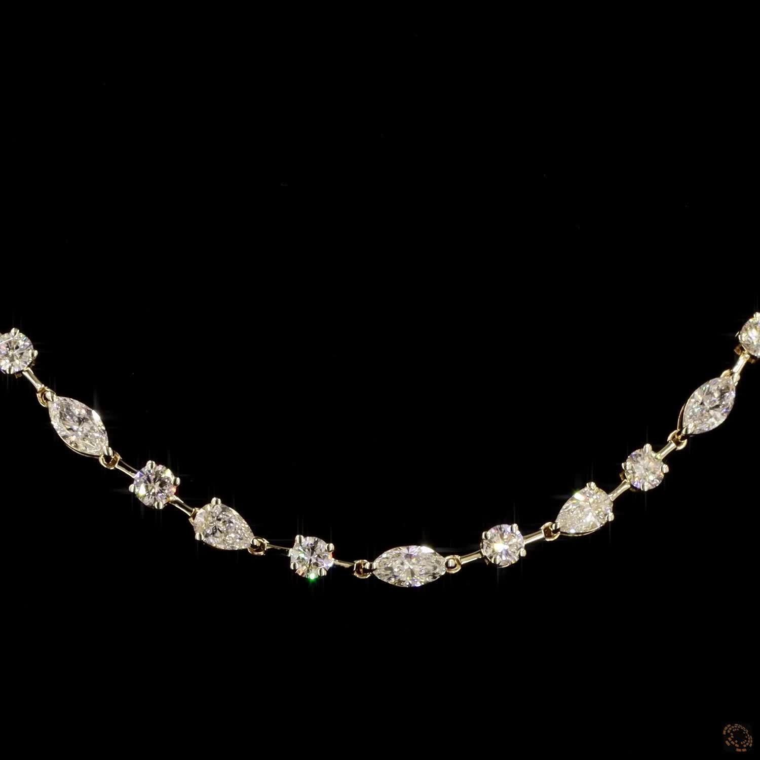 6.15 Ct Multi Shape Lab Diamond Half Tennis Necklace in 14K Gold