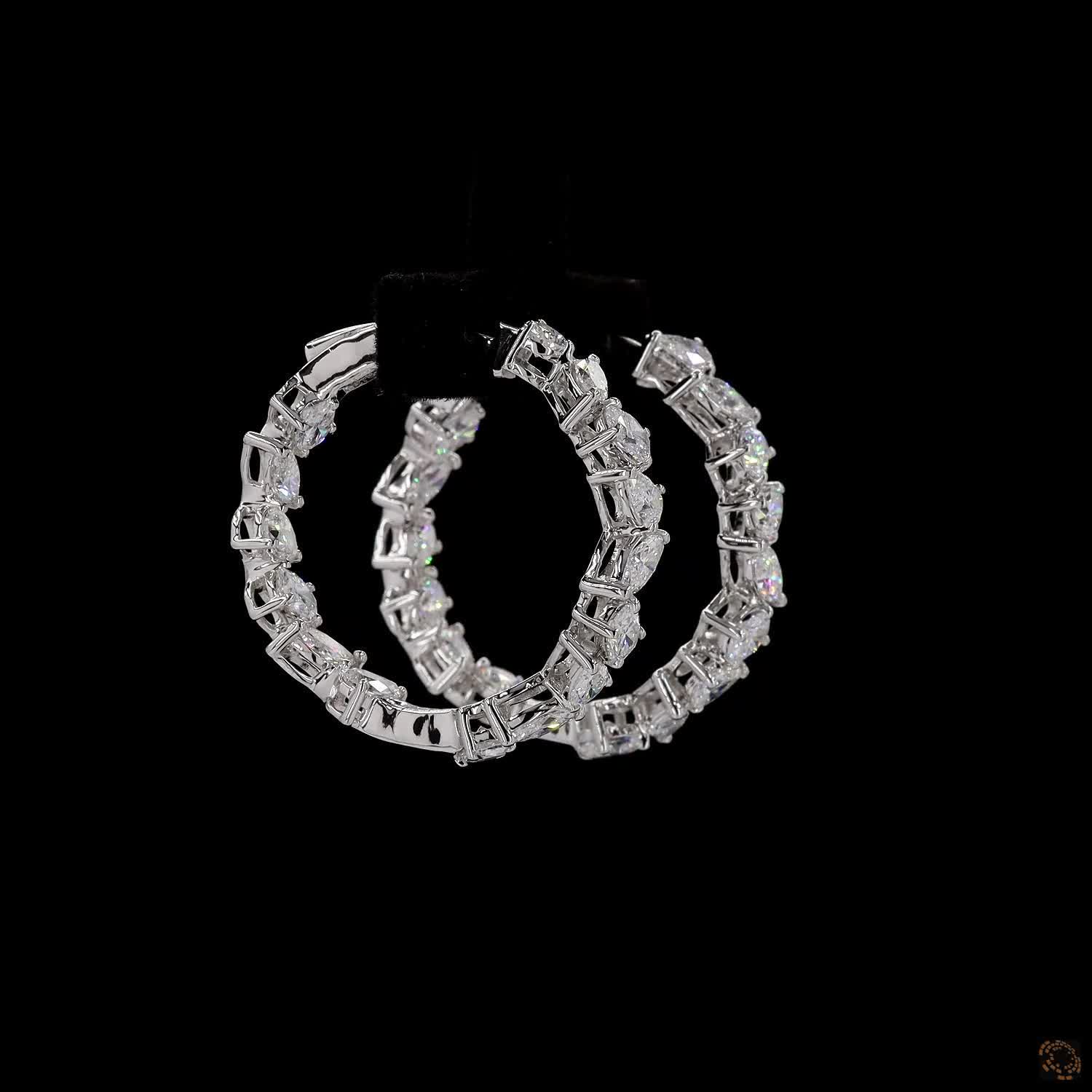 5.40 Carat Multi Shape Lab Diamond Hoop Earring in 14K Gold