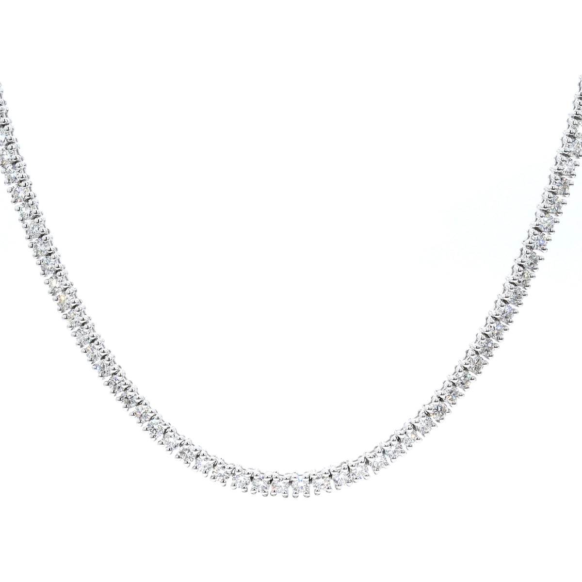 Round Diamond Tennis Necklace For Women Crafted in 14K Gold - Necklace Length- 17 Inches long