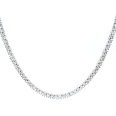 Round Diamond Tennis Necklace For Women Crafted in 14K Gold - Necklace Length- 17 Inches long