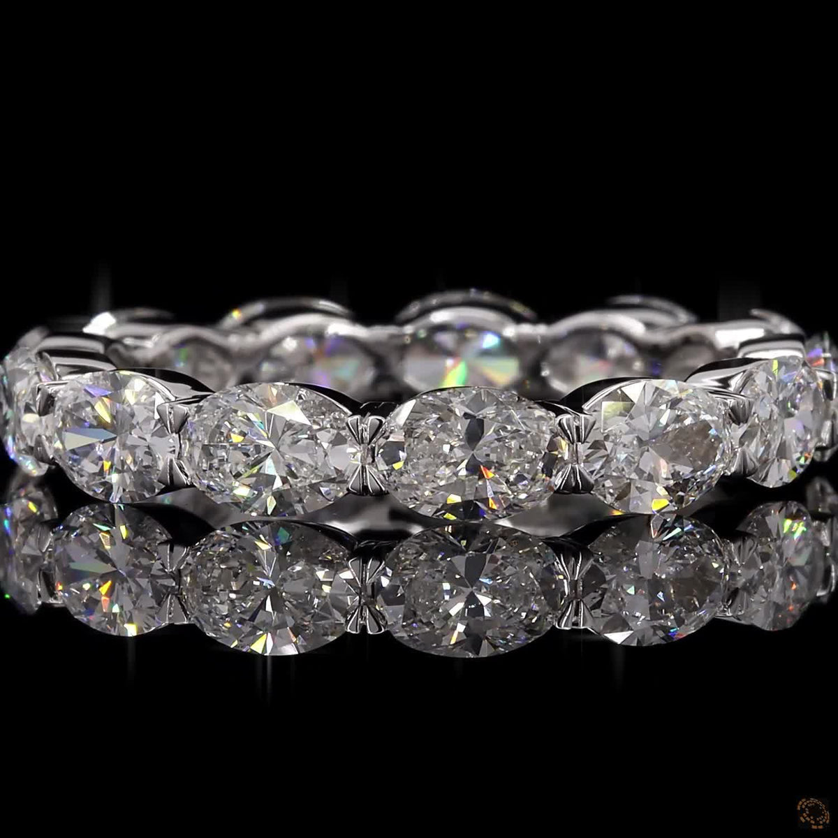 Oval East West Full Eternity Ring in 4K Gold